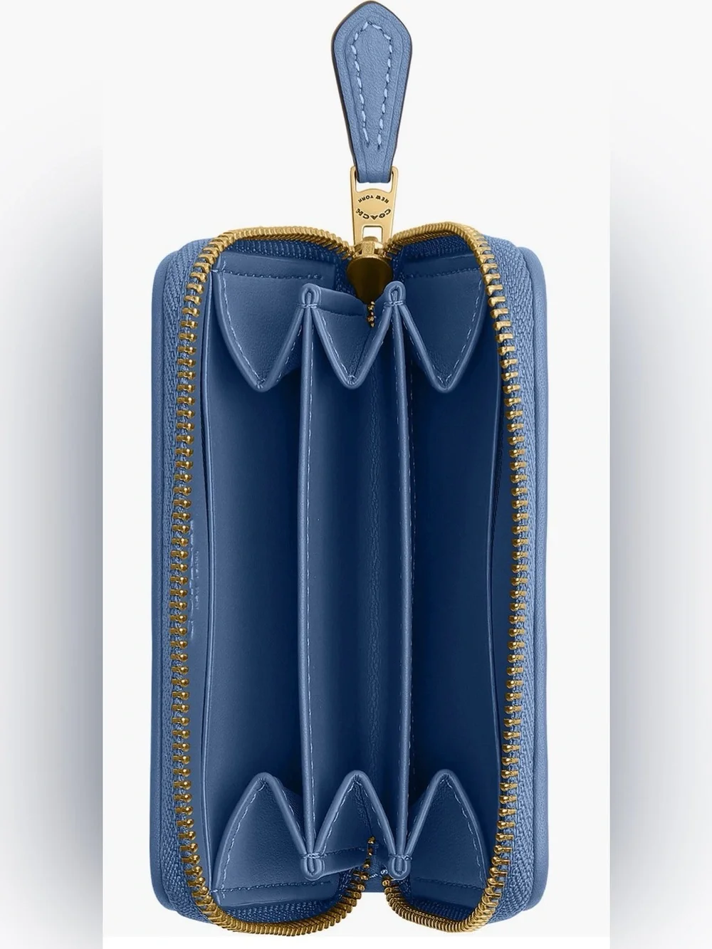 Coach Denim Crystal-Studded Zip Wallet in Light Blue